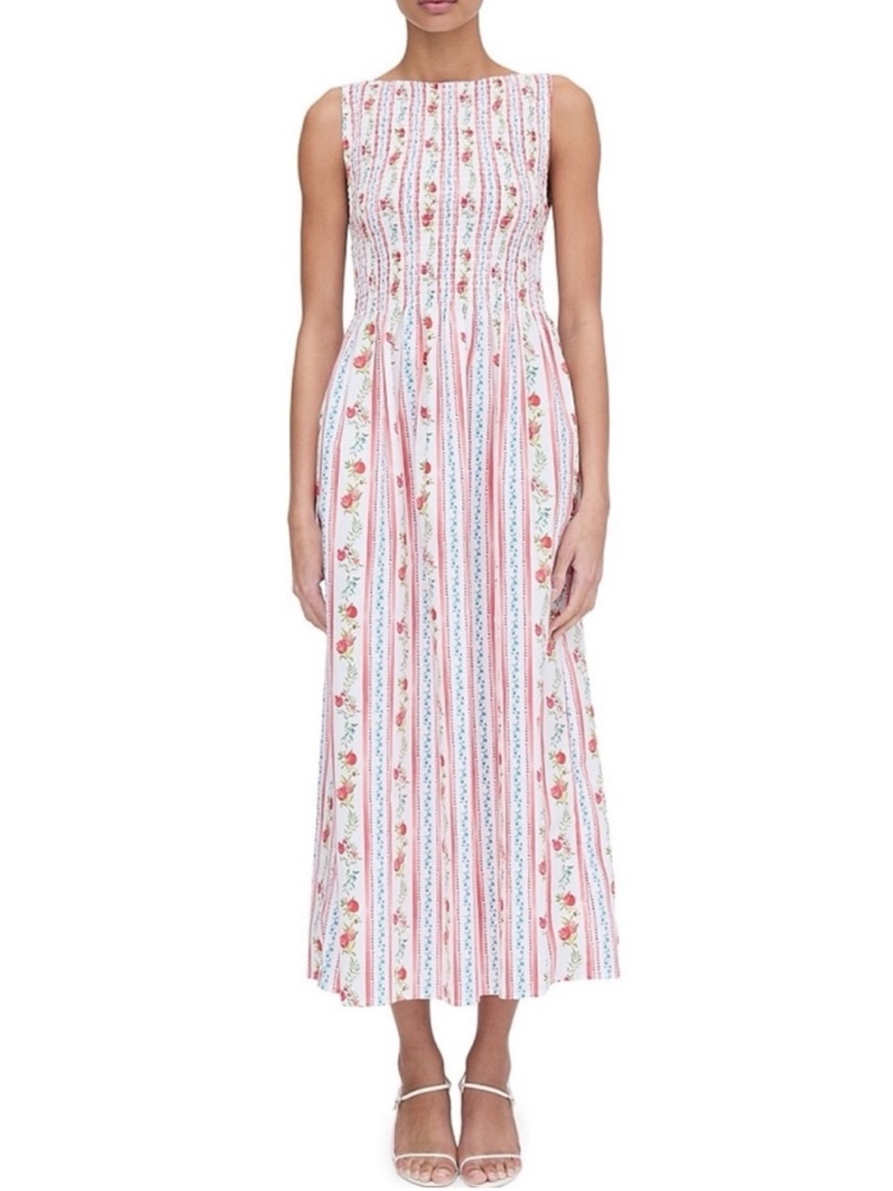 Caroline Constas Pomegranate Stripe Smocked Nap Dress NWT